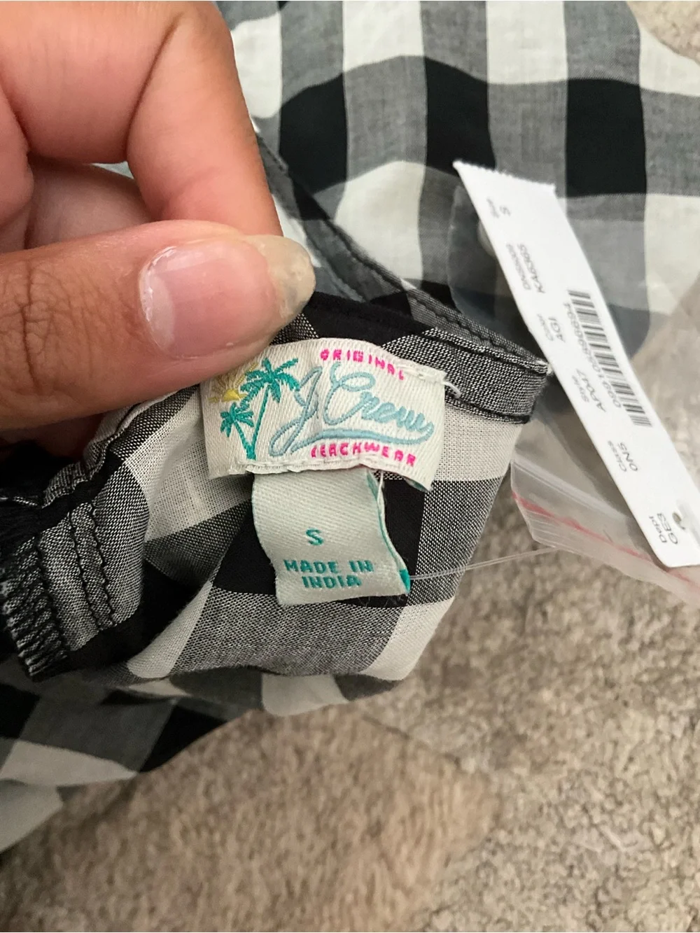 J. Crew Black and White Gingham Button-Down Sundress